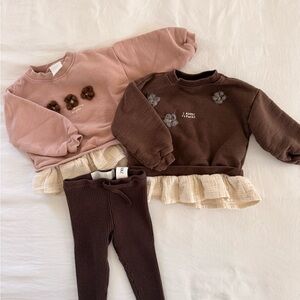 Zara Kids Floral Ruffle Hem Sweatshirts and Legging Set